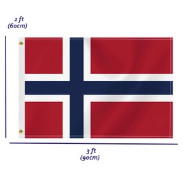2×3 FT Norway Flag,Medium 60×90 CM Norwegian Outdoor Banner,100D Decor,Doube Side Printing For Patio Garden With Brass Gromment