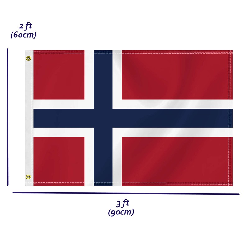 2×3 FT Norway Flag,Medium 60×90 CM Norwegian Outdoor Banner,100D Decor,Doube