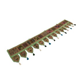 Ganesham- ''80'' Cotton Ethnic Wall Hanging Wall Art Vintage Patchwork Door Hanging Valances Window Valances Hand Embroidered Patchwork Toran Boho Bohemian Decor Living Room Decor Wall Decor