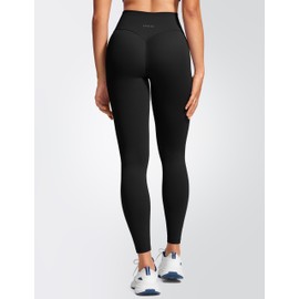 INGIA Womens High Waist No Front Seam Scrunch Butt Leggings Workouts 25 Inches V-Back Scrunch Booty Gym Yoga Pants Black X-Small