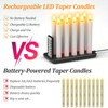 SoulBay 10pcs Flameless Rechargeable Taper Candles, Bright Realistic Flickering LED