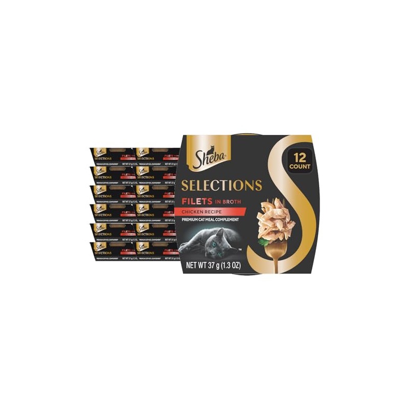 Sheba Selections Filets in Broth, Adult Cat Food Wet Recipe,