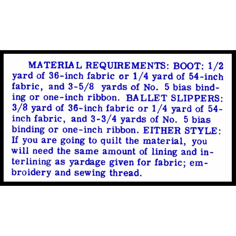 Mail Order #7049 Fabric Pattern Ballet or Boot Style SLIPPERS