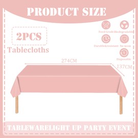 YAAVAAW 137x274cm Baby Pink Plastic Table Cloth Table Cover,2pcs Easter Tablecloth Pink Party Table Cloths Table Decoration,Pink Tablecloth Party for Picnic,Baby Shower,Girls Birthday Tablecloth