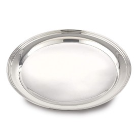 Elegance Round Stainless Steel Serving Tray, 14.5", Silver