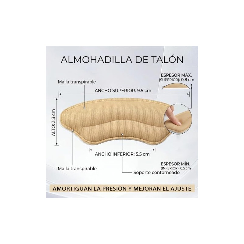 20Pares Almohadillas de Talón para Zapatos,Talón Autoadhesivas(beige+Negro)