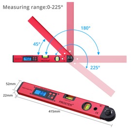 Proster 0~225° LCD Digital Protractor Spirit Level Angle Finder Gauge Meter for Carpenter Woodworking Home Decoration