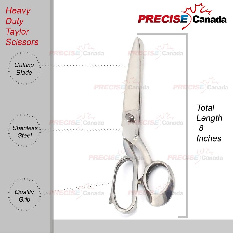 PRECISE CANADA: Taylor Scissors 8" Fabric Cutting Stainless Steel (Silver)