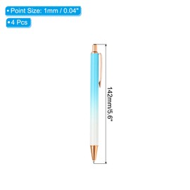 PATIKIL Metal Ballpoint Pen, 4Pcs Retractable Pens Black Ink 1.0mm Point Stylish for Women Gift Teacher Office Note Taking Journaling Style 2, Blue/White