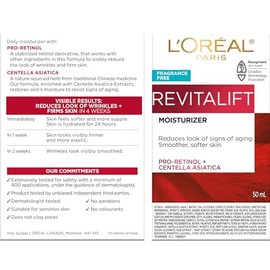 L'Oreal Paris Revitalift Crema antienvejecimiento para rostro y cuello, hidratante suavizante y reafirmante para hidratación 24 horas, sin fragancia, 