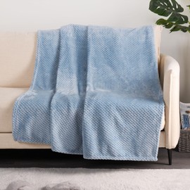 Dreamscene Blue King Size Throw Waffle, Luxury Fleece Blanket Soft Couch Cover Throw Over Sofa for Living Room Bedroom Camping Travel Warm Cosy Large Blanket, 200 x 240cm