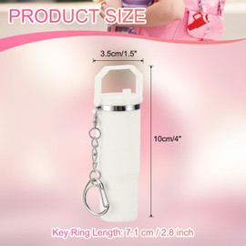 PATIKIL Mini Cup Keychain, Lip Balm Holder Small Cup Mini Tumbler Key Chain Cute Decor Keychain Charm for Backpack Handbag Purse, White