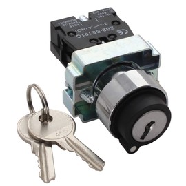 Shopcorp - 2 Position Maintained Selector Rotary Key Switch - Self-Lock Switch, 22mm Mounting Hole Size, 1NO Control Function, 415V Voltage and 10A Contact Current - XB2-BG21 Model