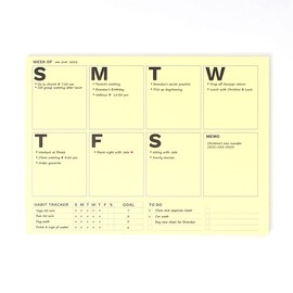 The Sticky Weekly Planner in 4 Colors Stick On Anywhere Disposable Strong and Wide Adhesive White Blue Yellow Pink