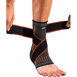 Kuzimua 2 Pack Ankle Support Brace, Adjustable Ankle Brace Wrap Strap for Sprained Ankle, Achilles Tendonitis, Ligament Damage, Plantar Fasciitis, Sports, Foot Support (2x Orange, M)