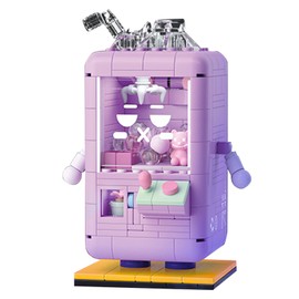 Doll Machine Mini Building Blocks Bricks Set Mini Claw Catch Machines Dolls Brick Model Toy DIY Children Educational Toys Purple