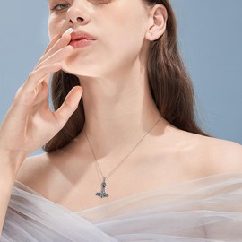 CUPENDA Thor Hammer Necklace Sterling Silver Mjolnir Mother Daughter Pendant Viking Jewellery Mom Gifts for Women Mother Girls