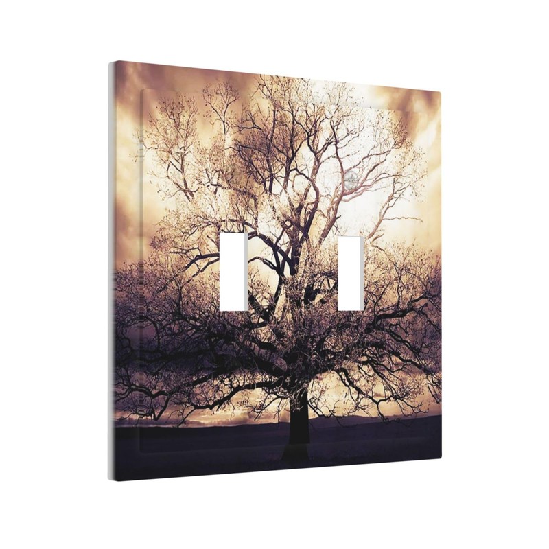 Brown Tree 2 Gang Toggle Light Switch Cover Double Toggle