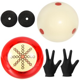 HEYLEAYAR 2 Pcs Billiard Training Cue Ball,Pool Cue Ball Practice with Dots,Inchluded Billiard Gloves,Pool Table Marker Dots,Billiard Balls Used in American Billiards Eight Balls