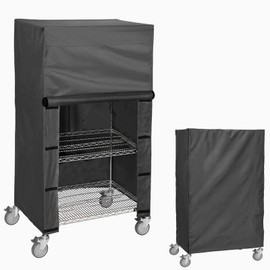 ZYSUOR Shelf Dustproof Cover Storage Shelving Cover Wire Rack Cover,60" W x 24" D x 72" H,Heavy Duty Nylon buckle with hook and loop closure (No shelves,Black Cover only)