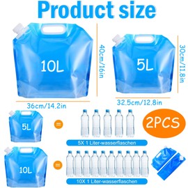 PMELCXD Foldable Water Canister with Tight Lid, Foldable Water Container, Versatile Folding Canister for Camping and Outdoor Activities - With Tap and Handle, Water Canister in Two Sizes, 5 L and 10 L