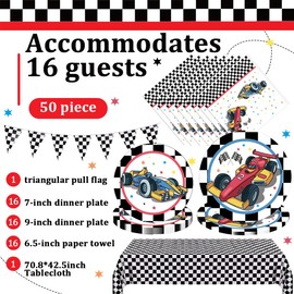 Tkcumwcz Racing Car Party Supplies for Boys, Race Car Birthday Decoration & Racing Car Party Tableware Set - for 16 Guests