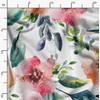 Soimoi Silk Fabric Flower & Leaves Watercolor Print Fabric by