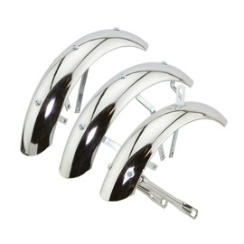 Alta Bicycle Chrome Flared Standard Trike Conversion Kit Fender Set, (12")