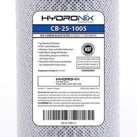 Hydronix HX-CB-25-1005/3 Whole House RO & Drinking Systems NSF Coconut Carbon Block Water Filter 2.5 x 10-5 Micron, 3 Count (Pack of 1), White