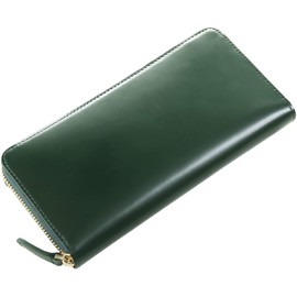 Sankyo Shokai doob London Cordovan Long Wallet, Round Zipper, Genuine Leather, Leather, green (gold)