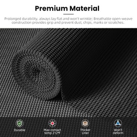 BAGAIL Drawer and Shelf Liner, 17.5 in X 10 Ft Non-Adhesive Shelf Liners for Kitchen Cabinets, Thick Strong Grip Liners for Desk, Shelves, Bathroom Drawers, Cabinet Protection - Black