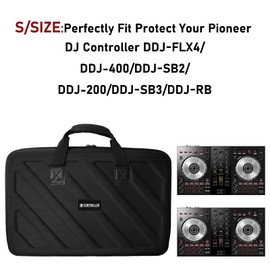 LVKAYCE Hard Case Compatible with Pioneer DJ Controller DDJ-FLX4/DDJ-400/DDJ-SB2/DDJ-200/DDJ-SB3/DDJ-RB Protective Carrying Storage Bag,Black(S-20.8 x 14.5 x 3.5 Inch)