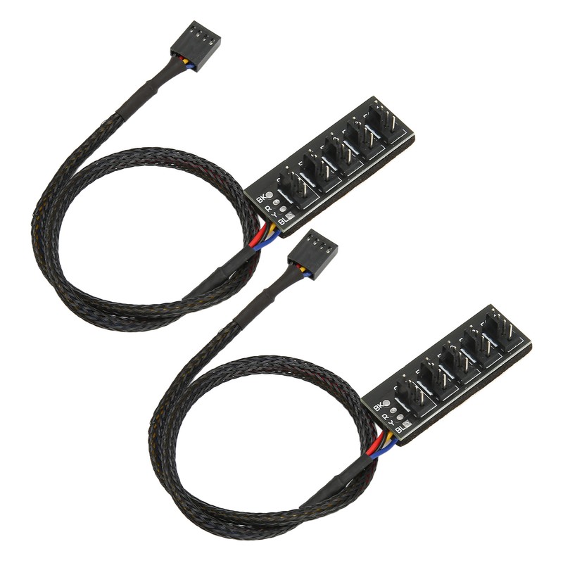 2Pcs PWM Fan Hub 5 Way 4Pin 13.8in Cable Length