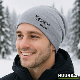 Huuraa Beanie New York My Love Gift New York Gift Idea, heather grey, Unit size