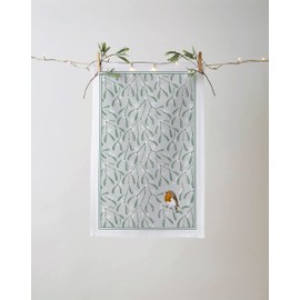 Ulster Weavers Christmas 100% Cotton Tea Towel - Multicoloured - Mistletoe and Robin