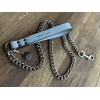 Bek&Co Chain Dog Leash Silver Metal With Gray Genuine Leather