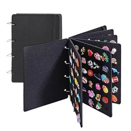 ADOFUN Pin Display Binder, 4 Pages, Large Capacity, Holds up to 120 Pages, for Badges, Display and Trade Your Pins, Collection and Portable, Pin Not Included (Black)