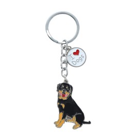 Blue Dream Island Realistic Dog Keychain,Cute Dog Patter Key-Ring Metal Dog ID Tag Pendant Dog Lovers Keyfob Charm Bag Pendant Gift_Rottweiler