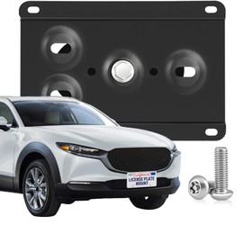 Steel No-Drill Front Bumper License Plate Bracket – Anti-Theft Tow Hook Mount fits for Mazda CX-30 2020-2024,CX-50 2020-2024,Front Bumper Relocator Rust-Resistant Coating