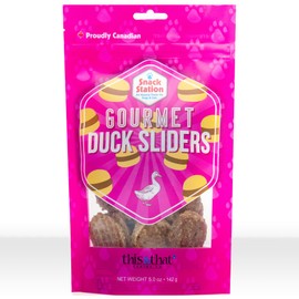 Snack Station: Gourmet Duck Sliders - 5 oz - Dehydrated Treats for Dogs & Cats, 2 Ingredients, Rewards & Training for Pets, This & That Canine Co