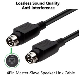 Msvueioe 10FT Master-Slave Speaker Link Cable Compatible with iK iLoud MTM/Kanto ORA/ADAM D3V / HiVi-Swan D100 / Edifier R1700BT R1600TIII R1800BT, 4-Pin Male to Male, Lossless Sound Transmission
