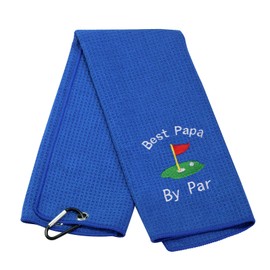 Dad Golf Towel Embroidered Golf Towel Gift Golf Father Gift Embroidered Golf Towel with Clip (papa White Words Blue)