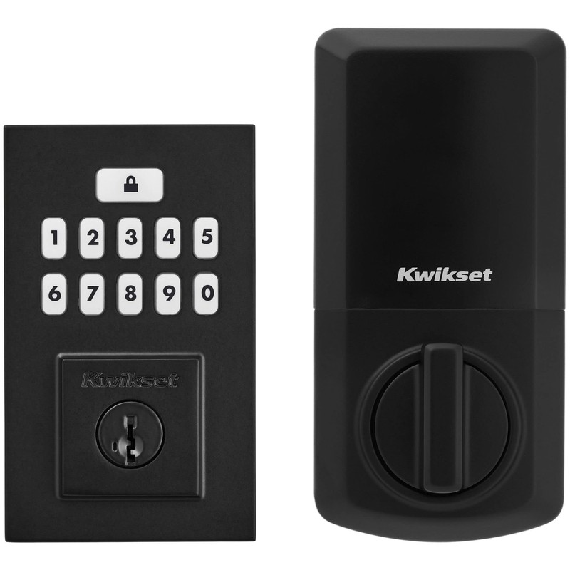 Kwikset 9260CNT-514S Contemporary SmartCode Keypad Electronic Deadbolt SmartKey Matte Black