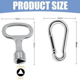 GHPKOTW 2 Pieces Cle Triangle, Clé Triangulaire En Métal,Clé Triangle Poubelle Clés Triangulaires Clé Triangulaire En Métal Clé À Douille Triangulaire Clés De Compteur De Gaz Avec 2 Mousquetons