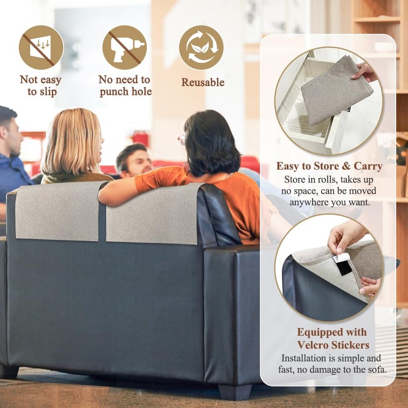 ECISZ Recliner Headrest Protector 3 Pieces Headrest Cover for Recliner
