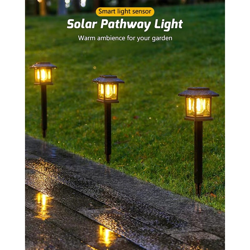 Albelt Solar Pathyway Lights Outdoor, 8 Pack Waterproof Solar Garden