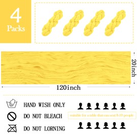 4 Pack Lemon Yellow Cheesecloth Table Runner 20 x 120 inch Gauze Table Runners 10 FT Long,Semi Sheer Boho Cheese Cloth Fabric Table Runner Bulk for Party,Wedding,Baby Shower,Bridal Shower Decoration