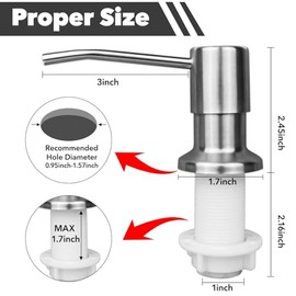 Soap Dispenser for Kitchen Sink Set,Sink Soap Dispenser Pump with 47" Soap Dispenser Extension Tube Kit,Stainless Steel Countertop Soap Dispenser for Kitchen Bathroom (Brushed Nickel)