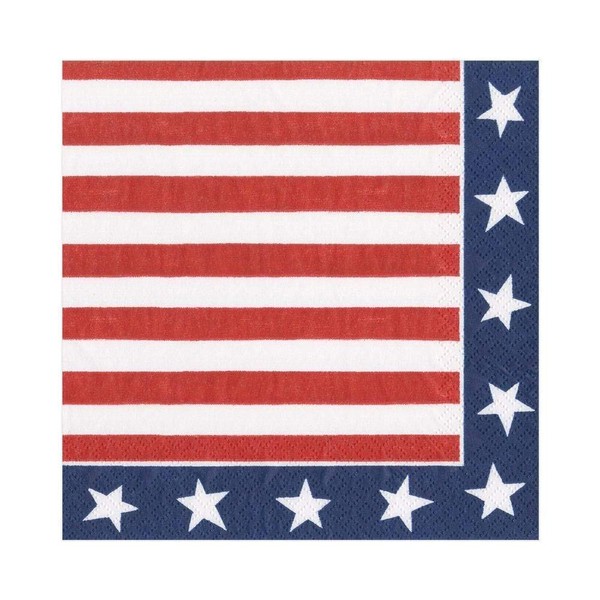 Caspari Red, White & Blue Paper Luncheon Napkins - 20