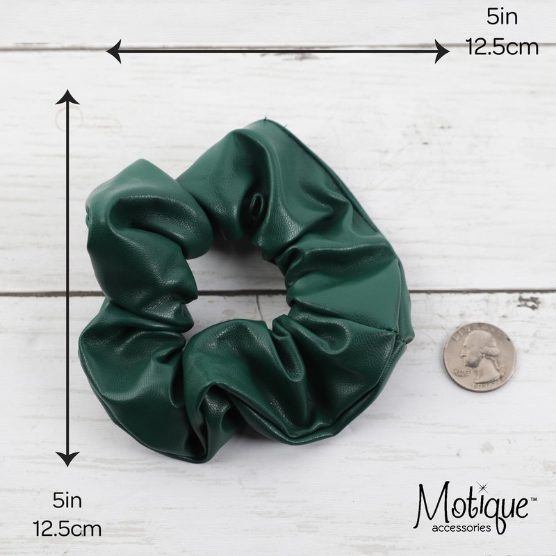 Vegan Leather Look Scrunchie (Dark Green)
